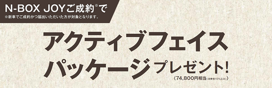 【栃木県Honda Cars】N-BOX JOYご成約でアクティブフェイスパッケージプレゼント‼